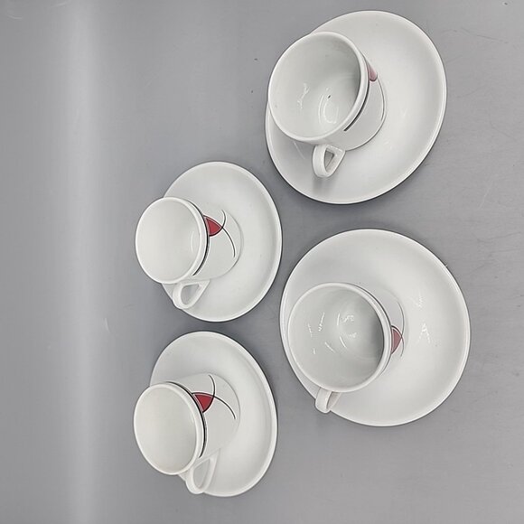 Postmodern Design Set Of 4 Vintage Ceramic Espresso Coffee Tea cups Saucer Italy - Picture 3 of 7